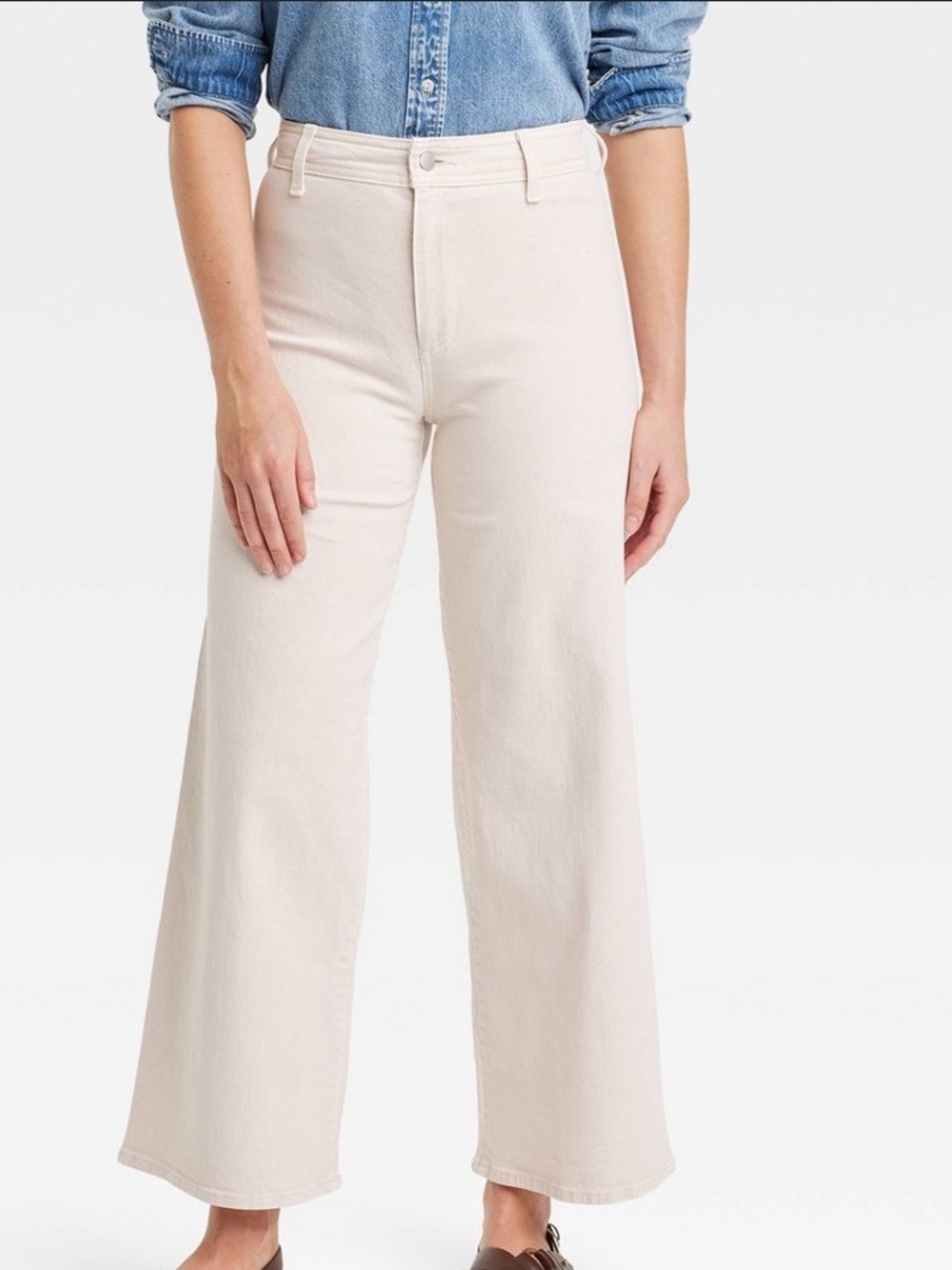 Universal Thread Women Cream Cargo Wide Leg straight Jean  pants sz 12/31